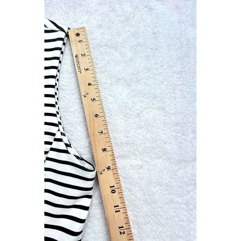 J Crew A-line XS Sleeveless American White Black‎ Striped Dress Pockets